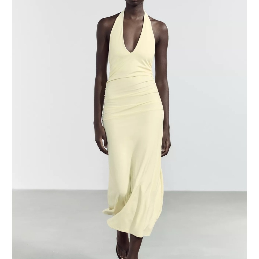 Zara Cream Halter Midi Dress